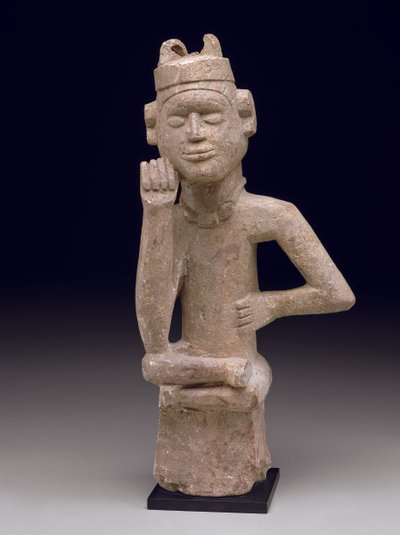 坐姿男性雕像（ntadi），19世纪末或20世纪初（硬石膏） 作者 刚果刚果