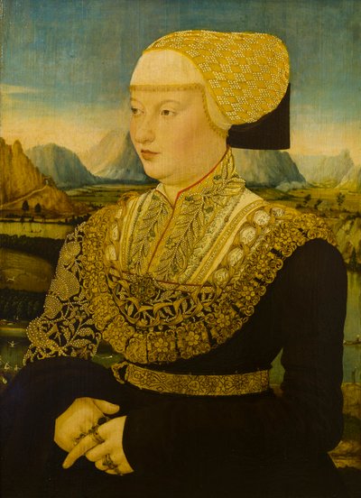 一位不知名女士的肖像，c.1500-53（面板油画） 作者 Conrad (attr. to) Faber von Creuznach