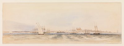 蒙得维的亚港，约 1878 年（水彩画） 作者 康拉德·马滕斯（Conrad Martens）