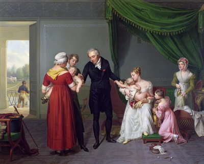 男爵Jean Louis Alibert（1768-1837）在Chateau of Liancourt进行天花疫苗接种，c。 1820 作者 常数约瑟夫·德斯博德斯