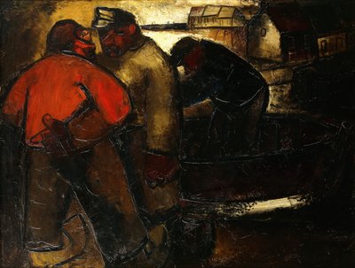 渔民；Les Pecheurs - De Vissers（右图），约 1923-24 年（布面油画） 作者 康斯坦特·佩梅克