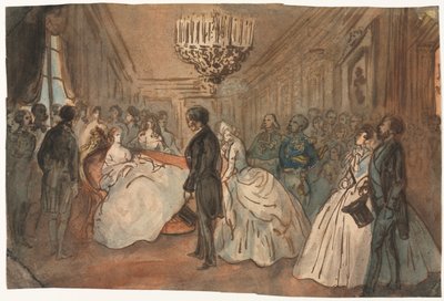 欧仁妮皇后（Empress Eugenie）于1800年代皇太子出生后接受外交使团。 作者 康斯坦丁人