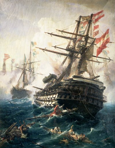 1866 年奥匈帝国与意大利之间的利萨战役（布面油画） 作者 康斯坦丁·沃拉纳基斯