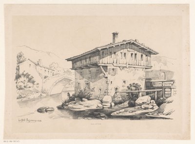 山村中的房屋和水磨坊
风景（系列标题） 作者 希尔玛·约翰内斯·贝克尔