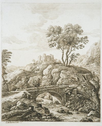 有城堡的风景（蚀刻版画，纸本） 作者 科普斯通·沃勒·巴姆菲尔德