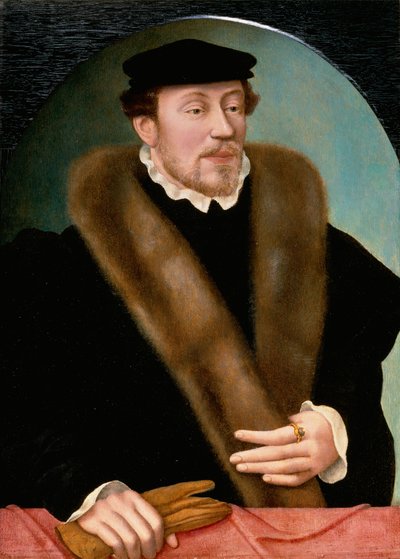 双峰和帽子的绅士的画像 作者 Corneille de Lyon after Corneille de Lyon after