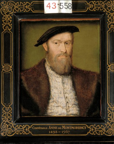 蒙莫朗西的安妮公爵 (1493 - 1567) 的肖像。 Corneille De Lyon (Corneille de The Hague) 的佛兰芒绘画 (1500 / 1510-1574) 作者 科尔内耶德拉海耶