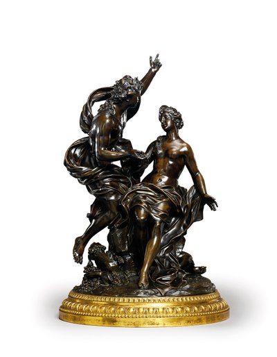 代表巴克斯（Bacchus）和阿里亚德涅（Ariadne）的路易十四青铜集团c。 1704（镀金底座青铜） 作者 康妮·范·克莱夫（Corneille van Cleve）