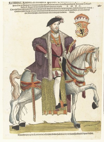 Portret van hertog Willem van Kleef, Gulik en Berg, graaf van Mark, heer van Ravenstein te paard 作者 Hans Liefrinck (I) (可能)