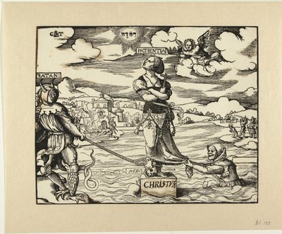 耐心（Patientia）在水中的石头上 作者 Cornelis Anthonisz。