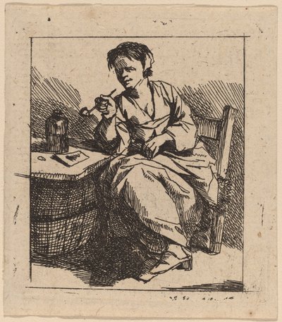 一个吸烟的女人 作者 Cornelis Pietersz Bega