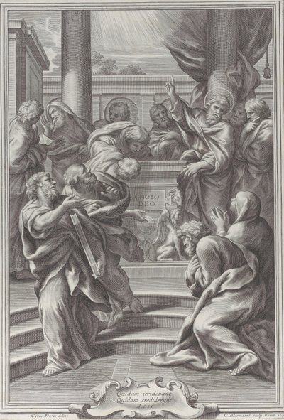 圣保罗在雅典布道，1679年。 作者 科尼利斯·布洛埃马特（Cornelis Bloemaert）
