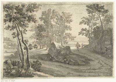 有牛群的林间景观 作者 Cornelis Sebille Roos (uitgever)