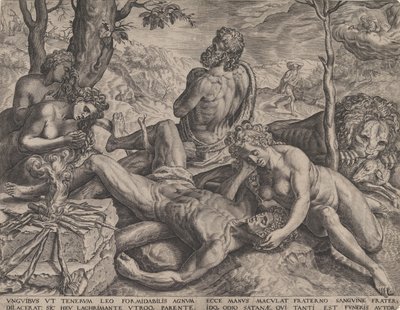 亚当和夏娃哀叹亚伯的死亡，1564年。 作者 科尼利斯·科尔特（Cornelis Cort）