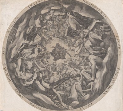 奥林匹斯山上的众神聚会，1565年。 作者 科尼利斯·科尔特（Cornelis Cort）