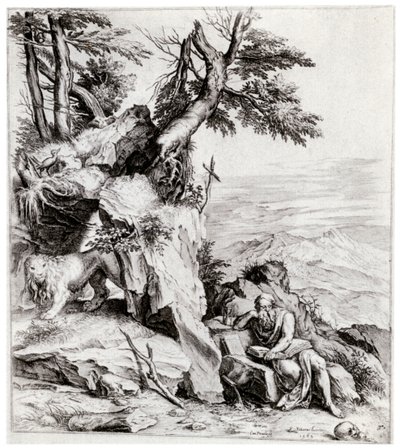 与圣杰罗姆的风景，16世纪，1937年 作者 科尼利斯·科尔特（Cornelis Cort）