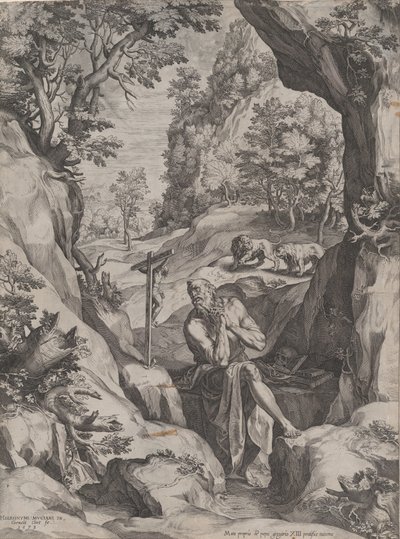 荒野中的圣杰罗姆忏悔者，1573年。 作者 科尼利斯·科尔特（Cornelis Cort）