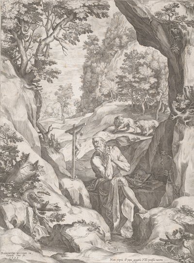 荒野中的圣杰罗姆忏悔者，1573年。 作者 科尼利斯·科尔特（Cornelis Cort）