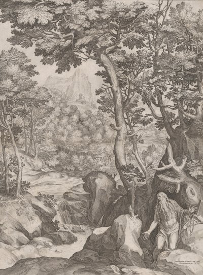 荒野中的圣奥努弗里乌斯，1574年。 作者 科尼利斯·科尔特（Cornelis Cort）