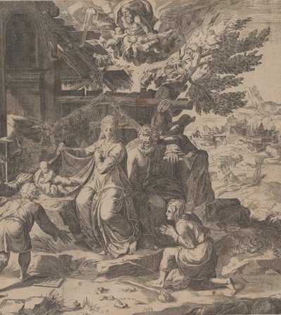 牧羊人的崇拜》，1569年。 作者 科尼利斯·科尔特（Cornelis Cort）