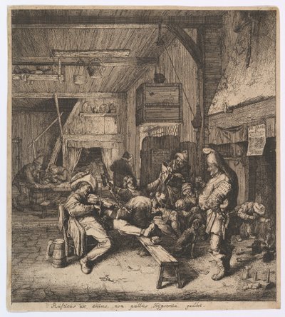 坐在旅馆的小提琴演奏者，1685年。 作者 科尼利斯·杜萨特