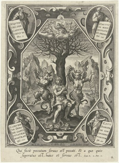 一个年轻人被两个魔鬼锁在树上 作者 卡雷尔·范·马勒里（Karel van Mallery）