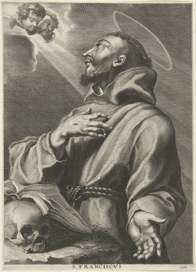 H.Franciscus van Assisi
S.方济各（物品上的标题） 作者 科内利斯·加勒（一）