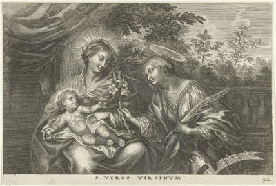 抱着孩子的玛丽和亚历山大的圣凯瑟琳
S.处女座VirgoVirginvm（物体上的标题） 作者 科内利斯·加勒（一）