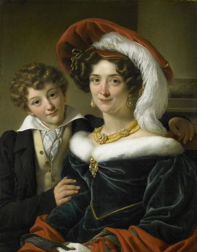 Rudolphina Wilhelmina Elizabeth de Sturler（1798-1873），伯爵的第二任妻子Johannes van den Bosch，他们的儿子Richard Leeuwenhart，1829 作者 Cornelis Kruseman