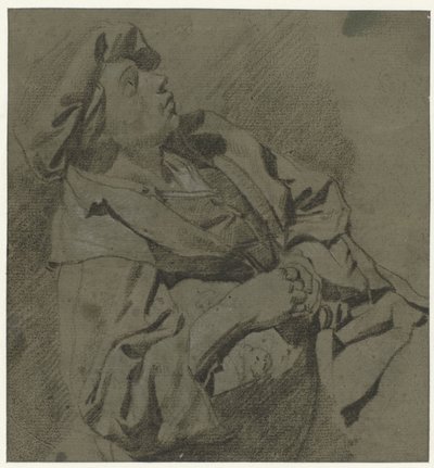 戴贝雷帽的男孩，向后倾斜 作者 Cornelis Pietersz。贝加