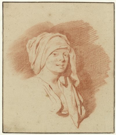 女性研究，胸围，戴头饰，面向右侧 作者 Cornelis Pietersz。贝加