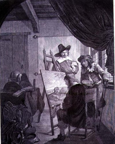 赞助人和画家，经过17世纪Cornelis Bega的绘画，18世纪 作者 Cornelis Pietersz Bega