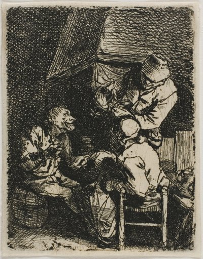 壁炉边的三个农民 作者 Cornelis Pietersz。贝加