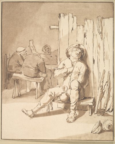 醉酒的农夫在旅馆里，1775年。 作者 科内利斯·普洛斯·范·阿姆斯特尔