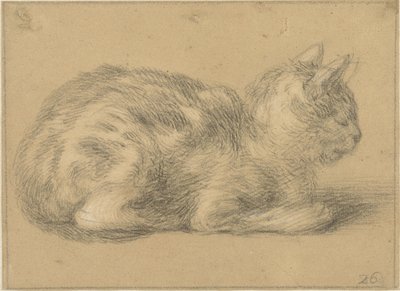 坐着的猫，在右边 作者 Cornelis Saftleven (可能)