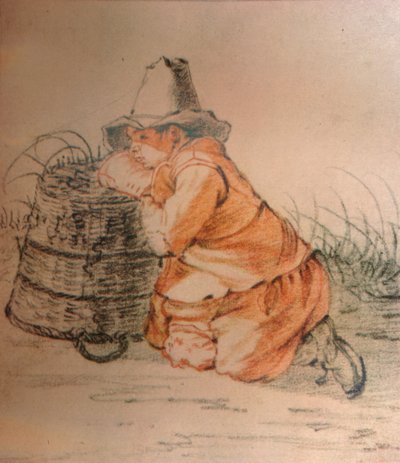 一个搁在篮子上的男孩，17世纪，1929年 作者 科尼利斯·萨夫特文