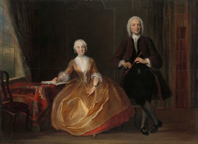 一对夫妇制作音乐 科内利斯·特鲁斯特 (1696-1750)，画作，1743 年 作者 Cornelis Troost