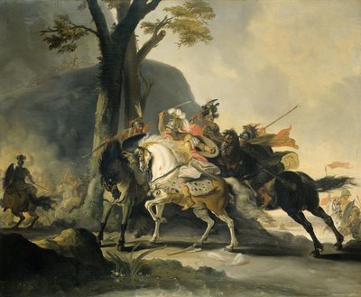 亚历山大大帝在格拉尼库斯河战役中对抗波斯人 作者 Cornelis Troost