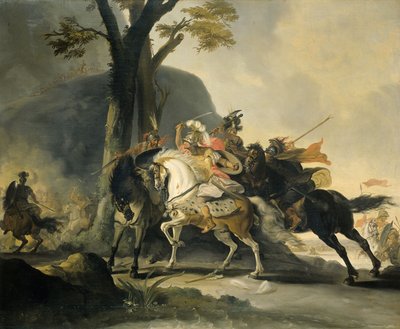 亚历山大大帝在对波斯人的格拉尼库斯战役中 作者 Cornelis Troost