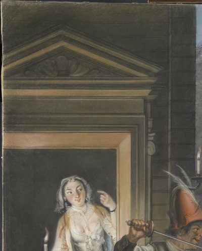 Johan van Paffenrode 的喜剧《Hopman Ulrich or the deceived avarice》（1661 年）第二幕中的贿赂场景。 作者 Cornelis Troost