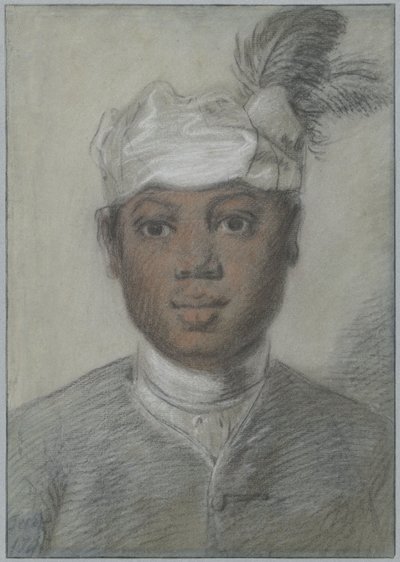一个黑人的年轻人，用羽毛头巾的头 作者 Cornelis Troost