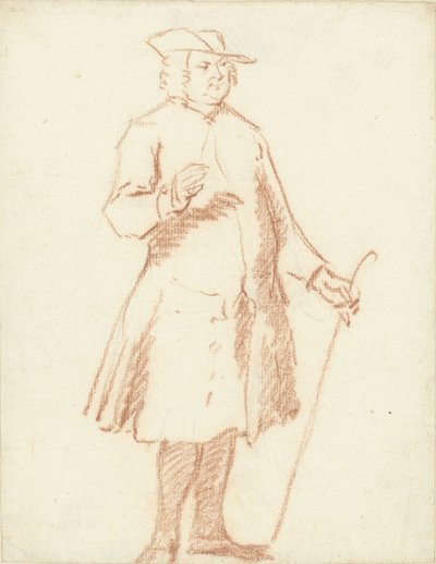 左手拿拐杖的站立男子 作者 Cornelis Troost