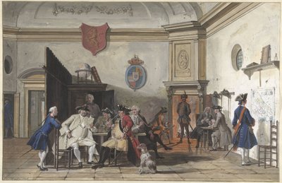 警卫室配有阅读、吸烟和打牌的人员 作者 Cornelis Troost