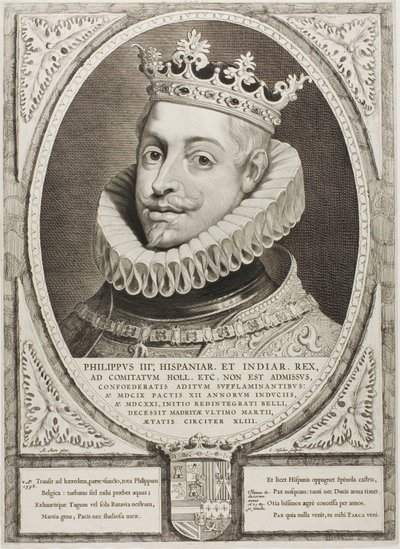 西班牙国王腓力三世，选自《荷兰、新西兰和弗里斯兰公爵》（Principes Hollandiae, Zelandiae, et Frisiae 作者 科尼利斯·维舍