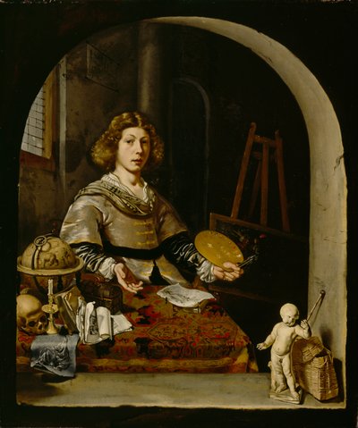 艺术家在他的工作室，c.1665-70 作者 Cornelis attr。去比绍普