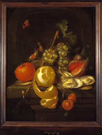 1650年代中期的水果和牡蛎静物 作者 Cornelis de Heem