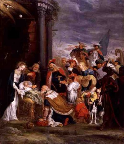 麦琪的崇拜（铜上油彩） 作者 Cornelis de I Baellieur