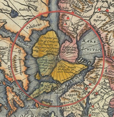世界地图细节--北极磁岛 作者 Cornelis de Jode
