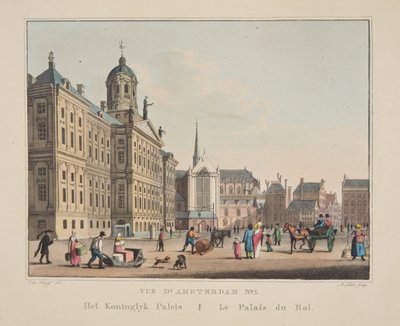 Vue d&39;Amsterdam No.1。 Koninglyk宫。 Le Palais du Roi，1825年（手工彩色雕刻） 作者 科尼利斯·德克鲁伊夫