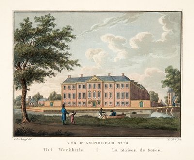 Vue d&39;Amsterdam No.25。工作室。 La Maison de Force，1825年（手工彩色雕刻） 作者 科尼利斯·德克鲁伊夫